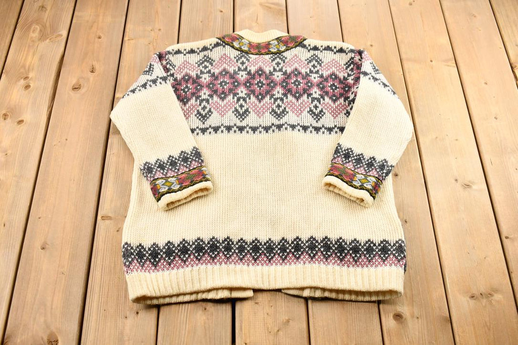 Vintage 1990s Wool Knit Clasped Cardigan Sweater