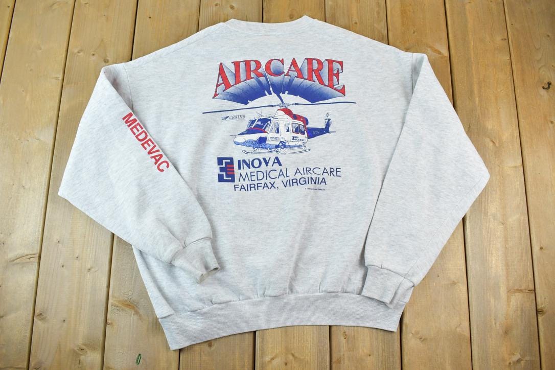 Vintage 1990s Helicopter Air Care Crewneck Sweatshirt Made In USA