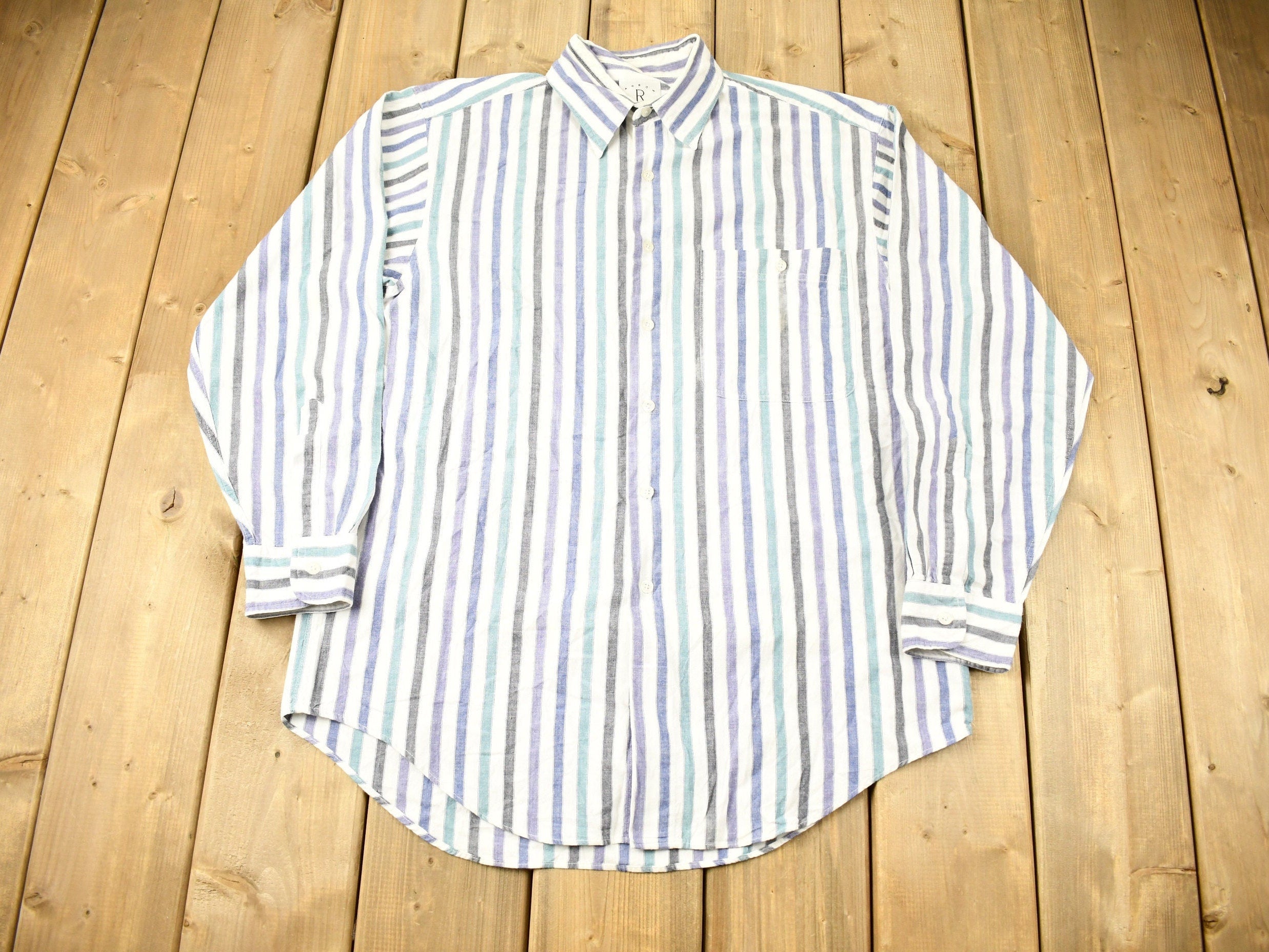Vintage 1990s Arrow River Brand Striped Button Up Shirt