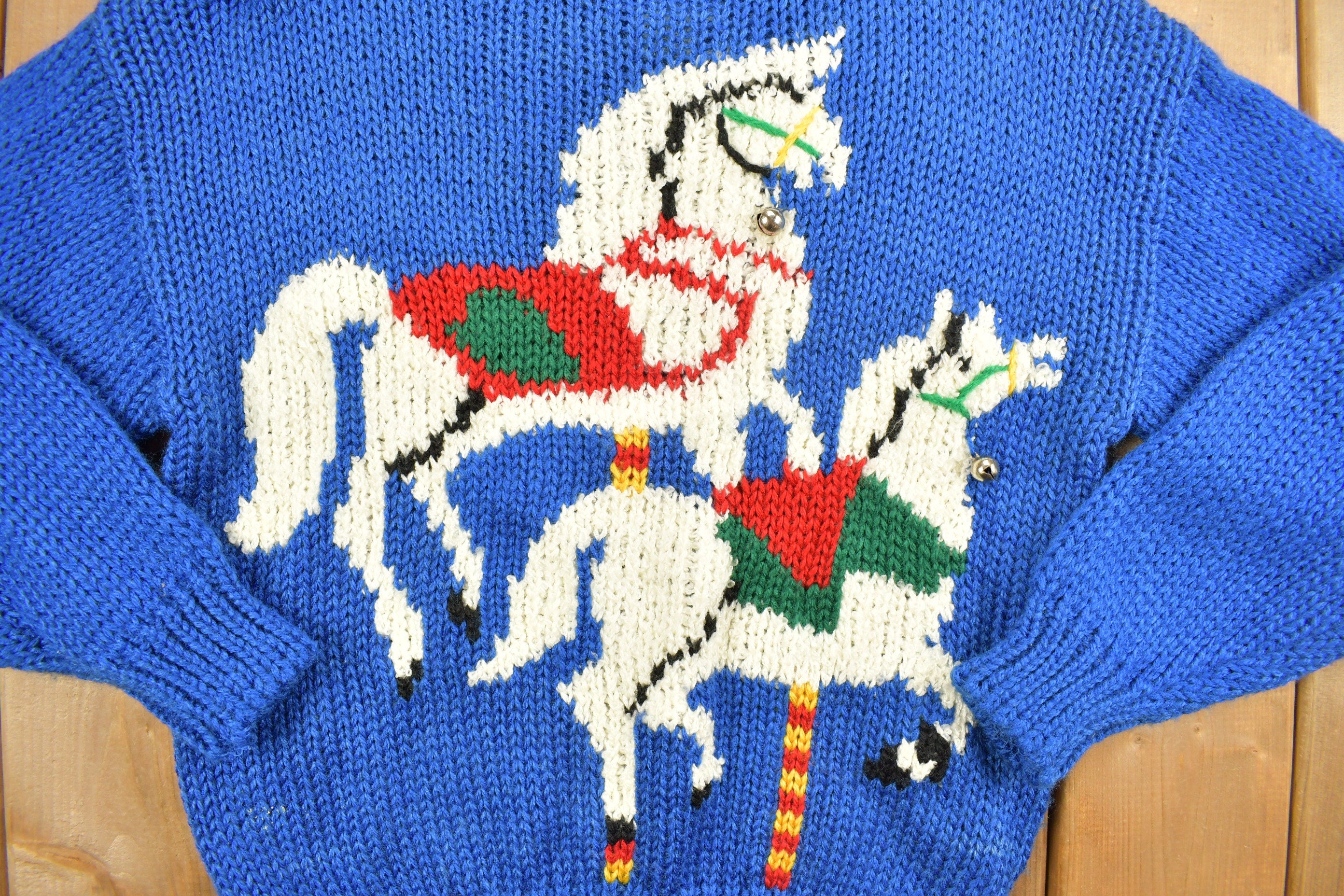 Vintage 1980s Marry Go Round Horse Knitted Sweater