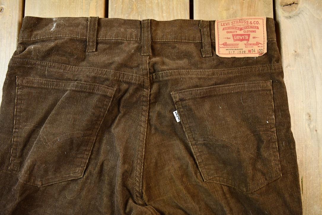 Vintage 1980s Levis White Tab 517 Denim Corduroy Pants Size 32 x 29