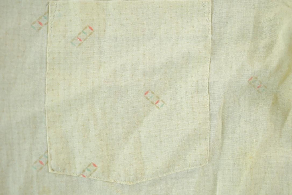 Vintage 1970s Light Yellow Subtle Dot Pattern Permanent Press Button Up Shirt