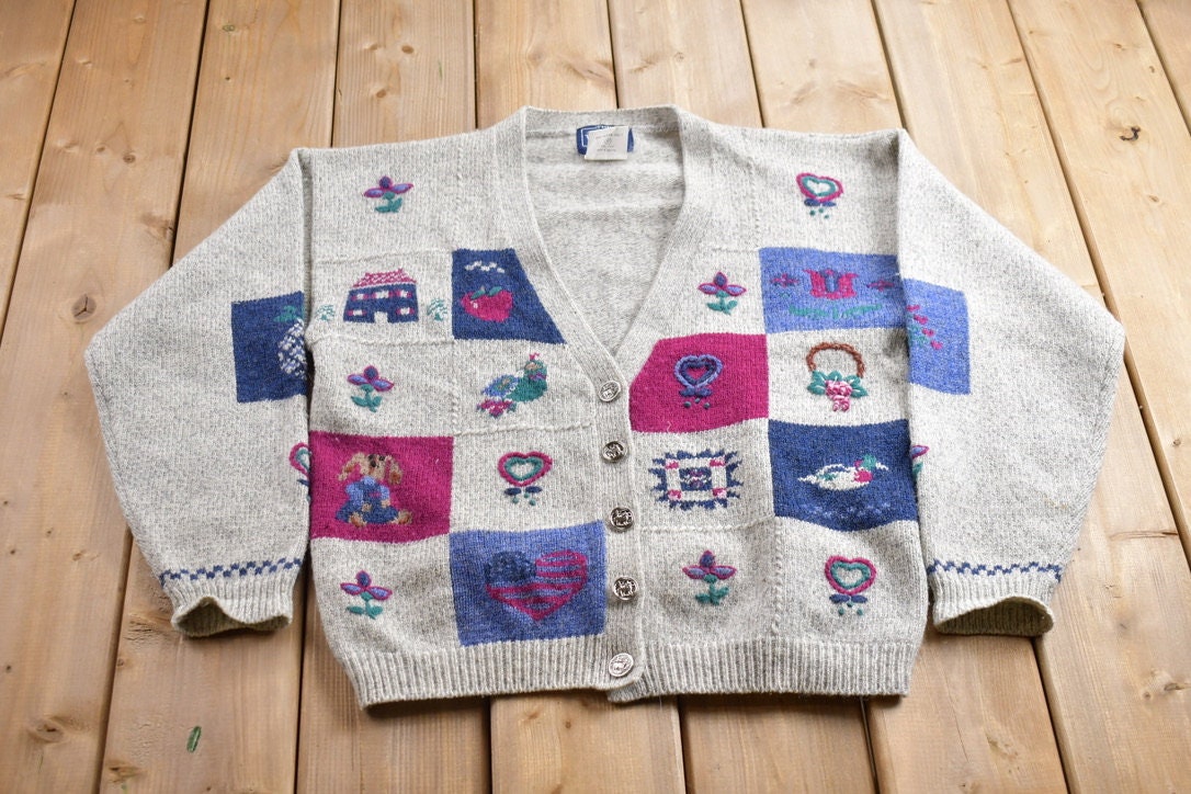 Vintage 1990s Woolrich Knitted Wool Cardigan Sweater