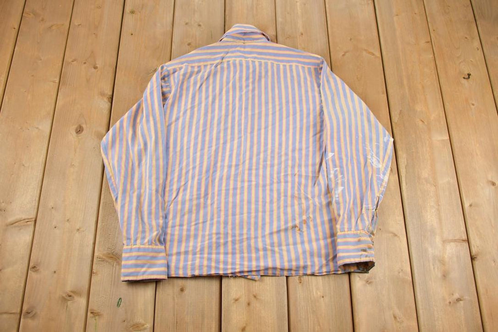 Vintage 1970s Guardsman Formal Striped Button Up Long Sleeve Shirt /