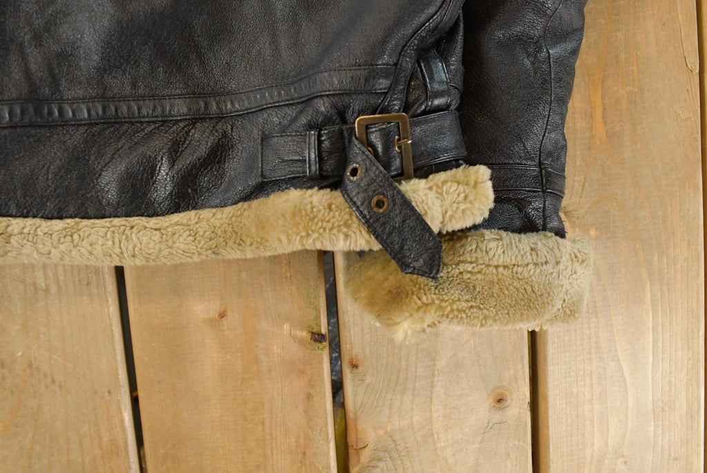 Vintage 1990s Ziptex Leather Faux Shearling Jacket Men's 2XL
