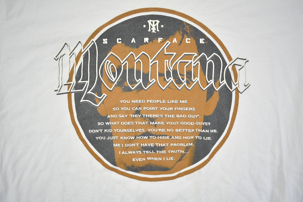Vintage 1990s Scarface Montana Quote Graphic T Shirt Made In USA