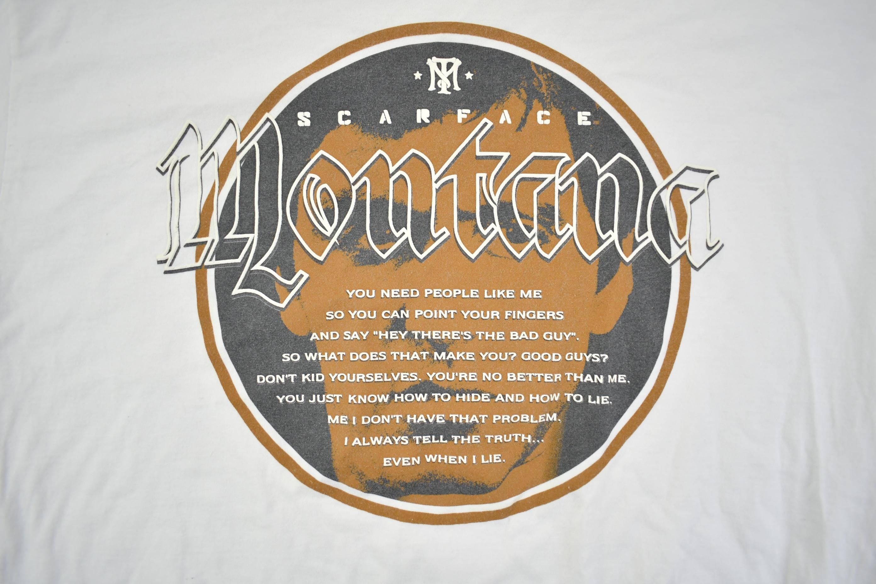 Vintage 1990s Scarface Montana Quote Graphic T Shirt Made In USA