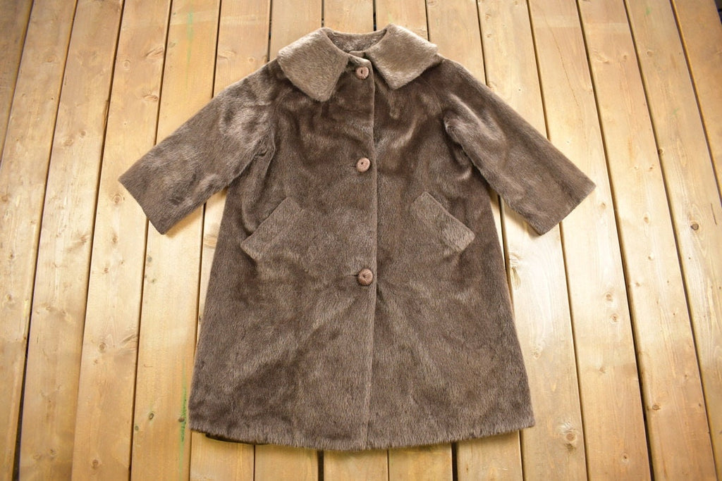 Vintage 1960s Simotta Faux Beaver Full Length Fur Coat