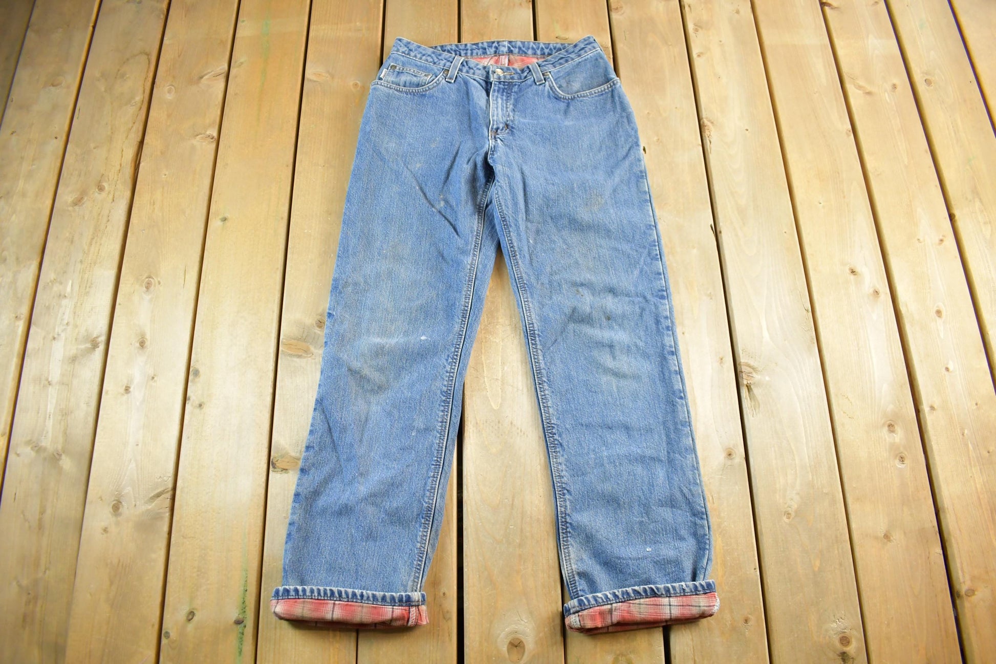Vintage 2000s Carhartt Distressed Flannel Lined Denim Work Jeans Women's 29 x 32