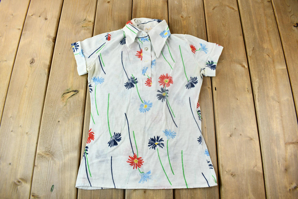 Vintage 1960s Jantzen All Over Print Floral Style Button-Up Shirt