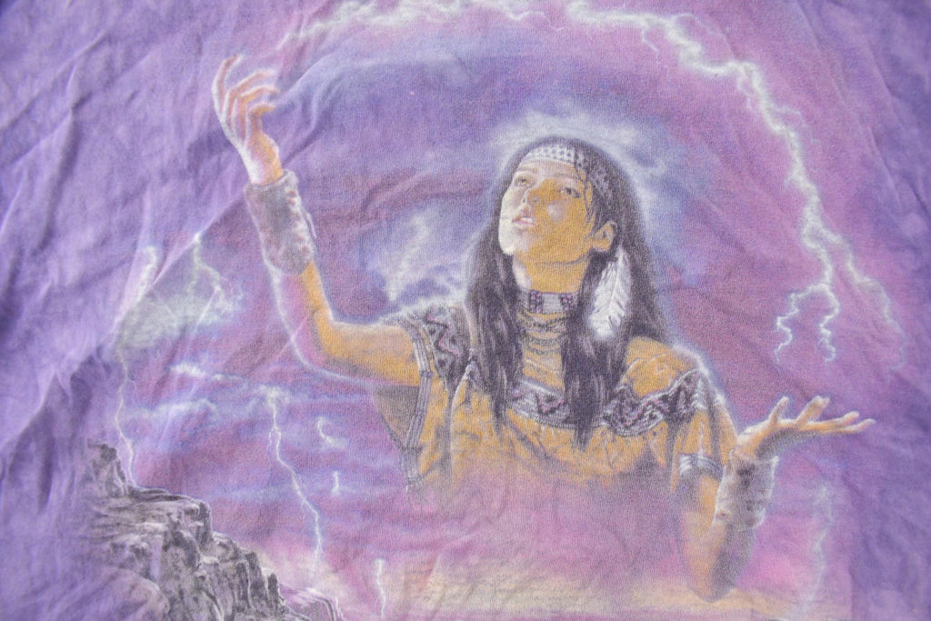 Vintage 1990s The Mountain Native Wolf Theme Tie Dye T-Shirt Men's 2XL