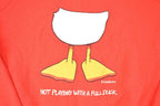 Vintage 1990s John Baron Not Playing With A Full Duck Cartoon Graphic Print Crewneck Sweatshirt Mens L
