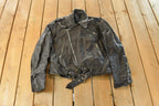 Vintage 1980s Biker Motorcycle Leather Jacket Men's Medium