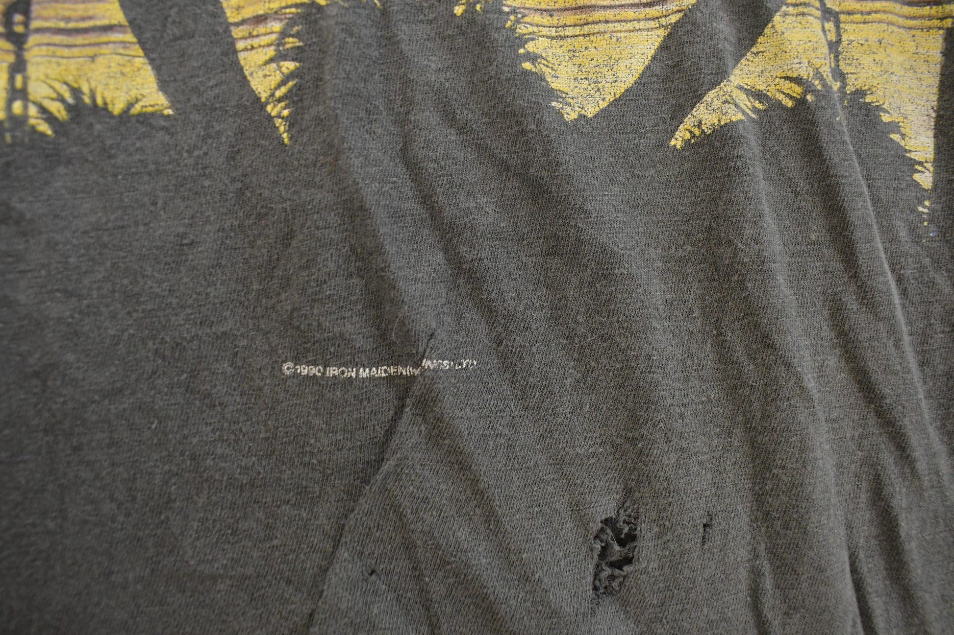 Vintage 1990 Iron Maiden Deaf Sentence Thrashed Band T-Shirt Men's Large / Rare Vintage T-Shirt / 90s Band Tee / Single Stitch / Distressed