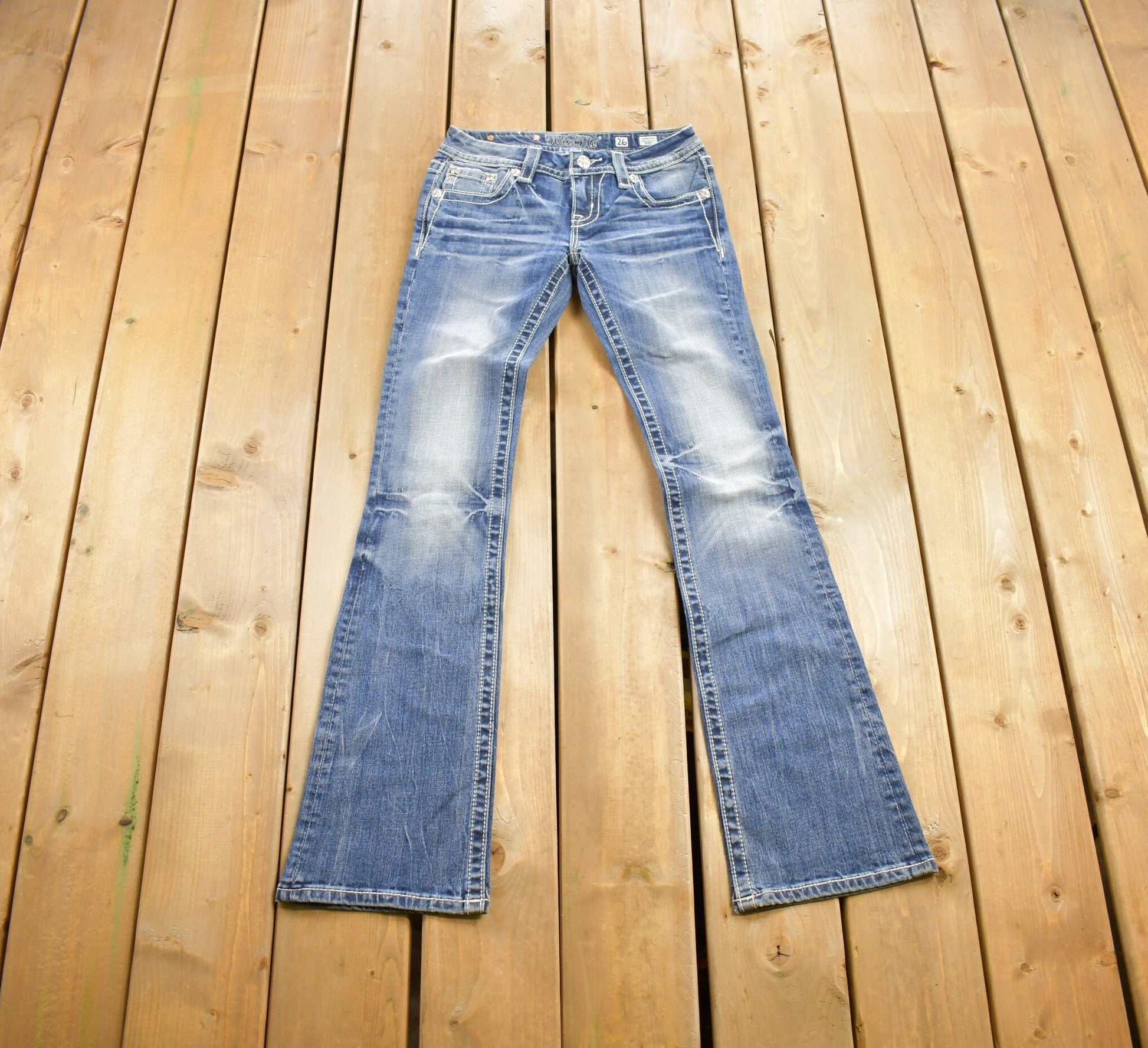 Vintage Y2K Miss Me Bedazzled Low Rise Jeans Size 26x31