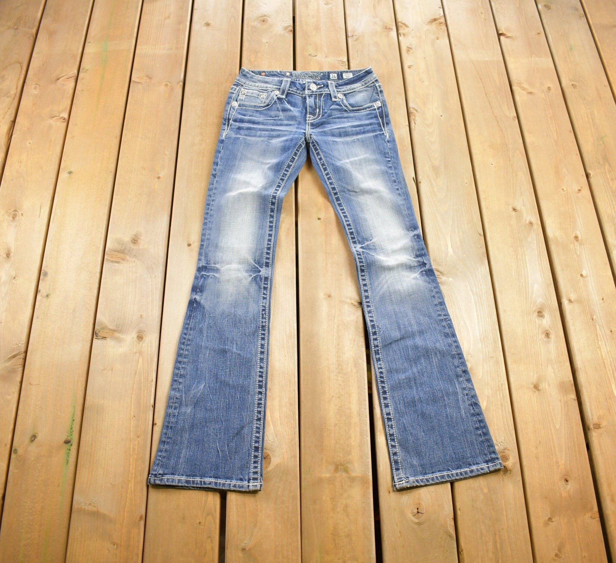 Vintage Y2K Miss Me Bedazzled Low Rise Jeans Size 26x31