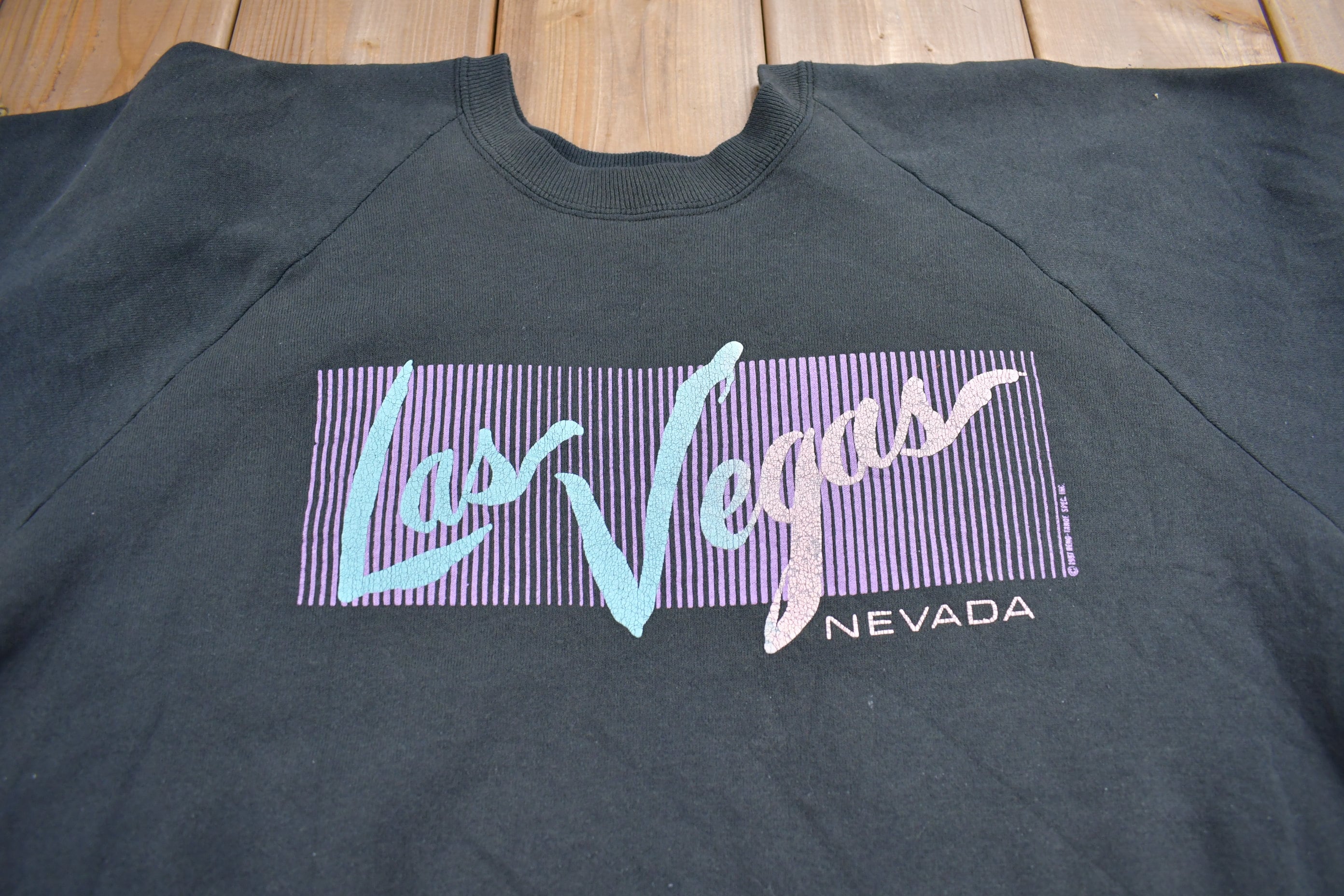 Vintage 1997 Las Vegas Nevada Raglan Graphic Crewneck Sweatshirt