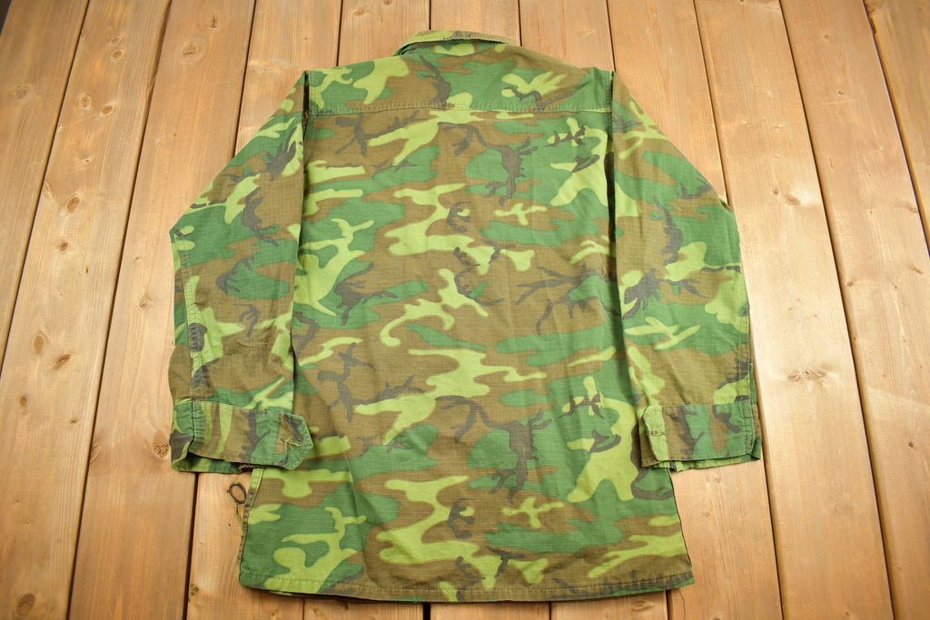 Vintage Shirt ERDL Camouflage Vietnam Rip Stop Coat Uniform Army Green