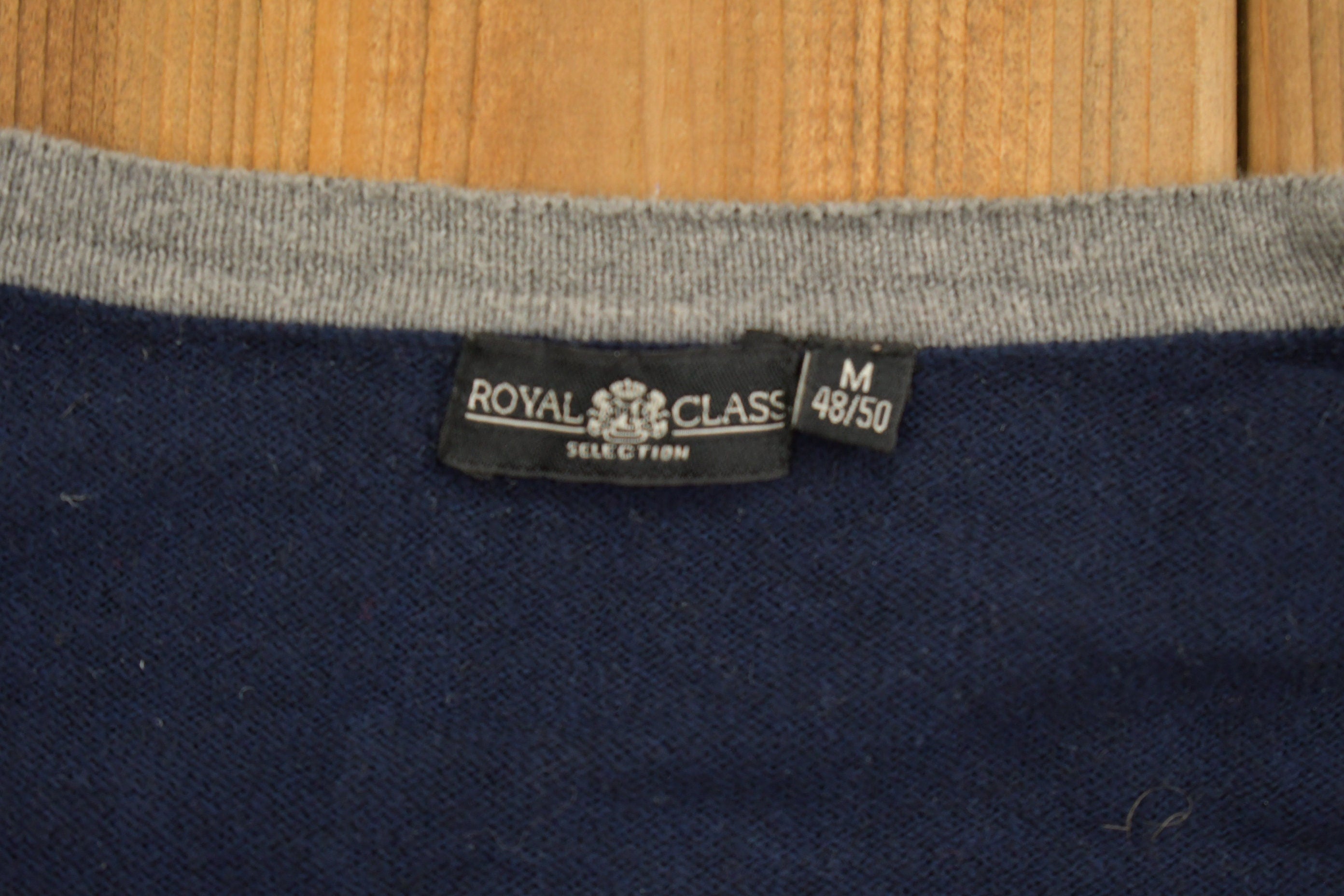 Vintage 1990s Royal Class Knitted Blue Cardigan Sweater