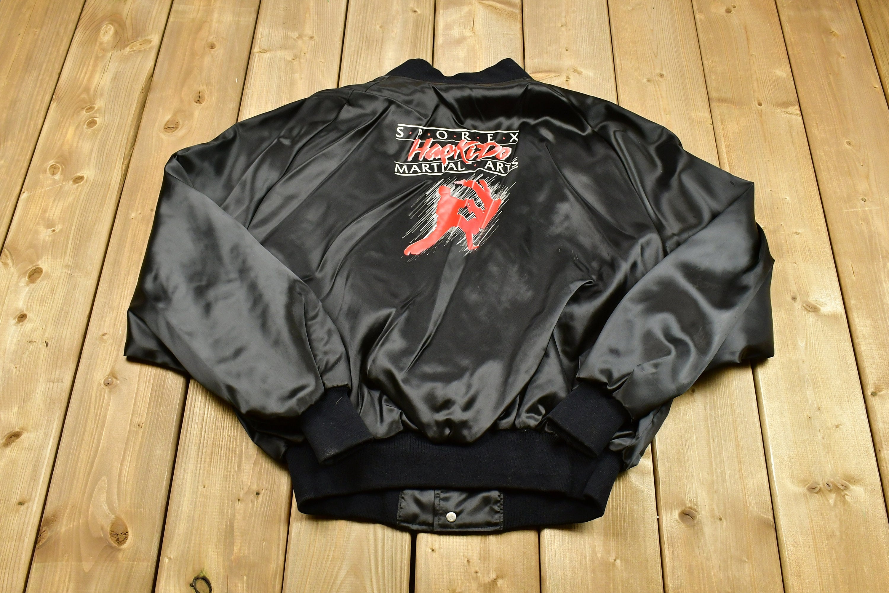 Vintage 1990s Sporex Martial Arts Satin Bomber Jacket