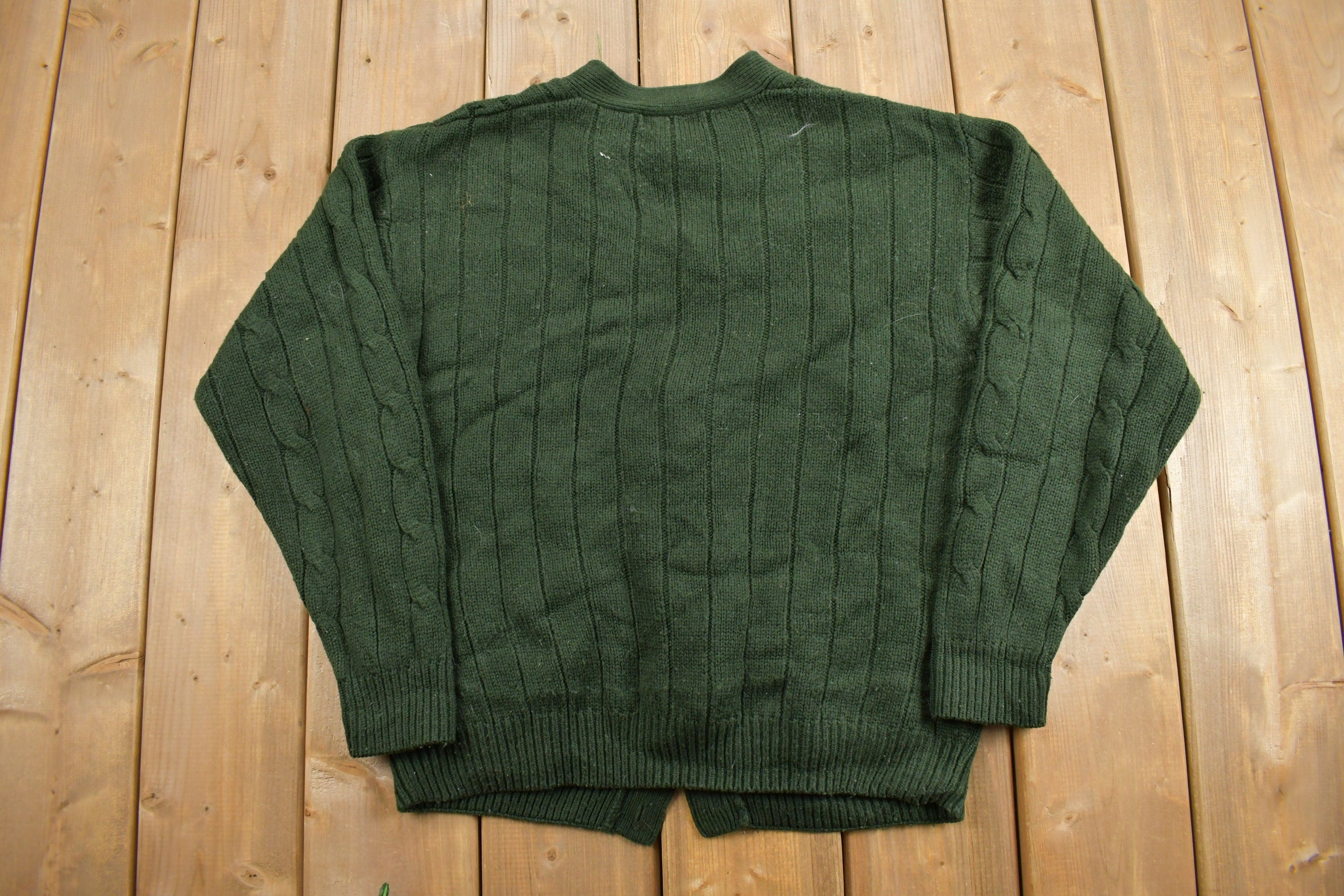 Vintage 1990s Towncraft Cable Knit Cardigan Sweater  Vintage 90s Knitted Button Up Sweater  Pattern Sweater  Size M