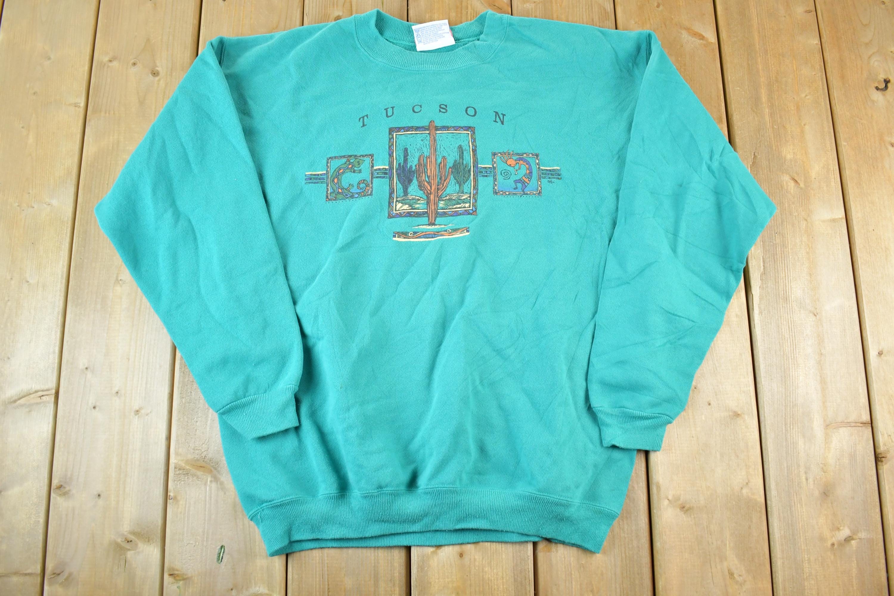 Vintage 1990s Tucson Arizona Souvenir Desert Cactus Crewneck Sweatshirt Made In USA