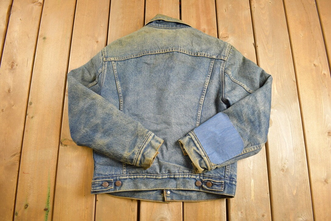 Vintage 1990s Levi's Distressed Denim Blanket Lined Jean Jacket