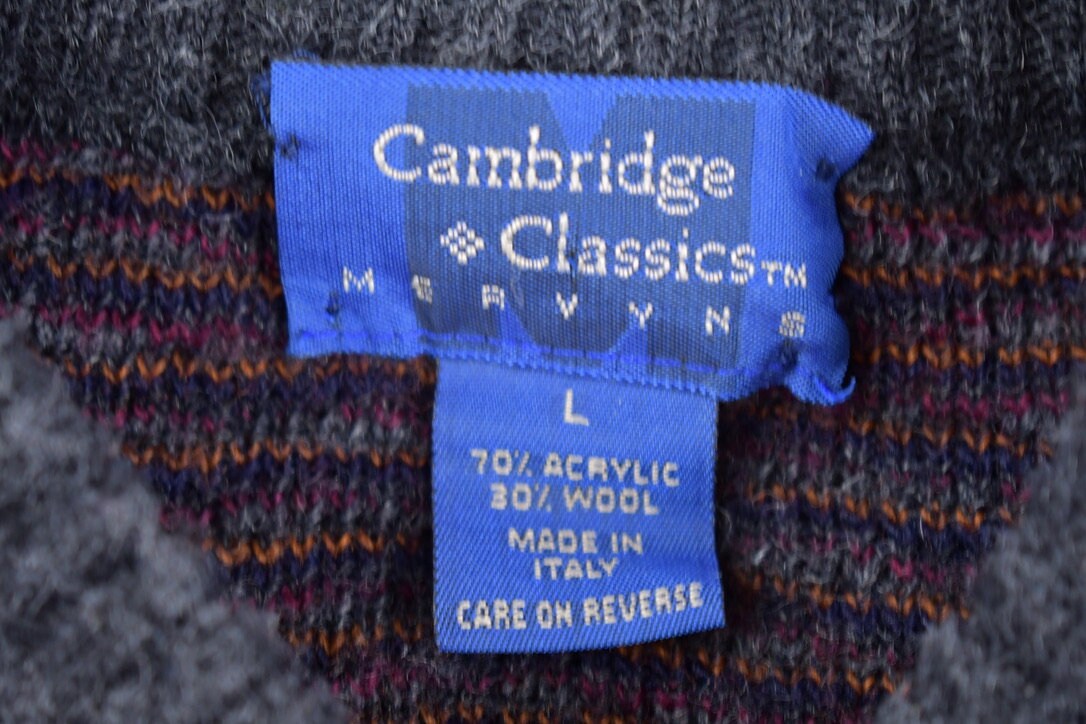 Vintage 1980s Cambridge Classics Knit Sweater / Made In Italy / Outdoorsman / Vintage Knit / Winter Sweatshirt / Abstract