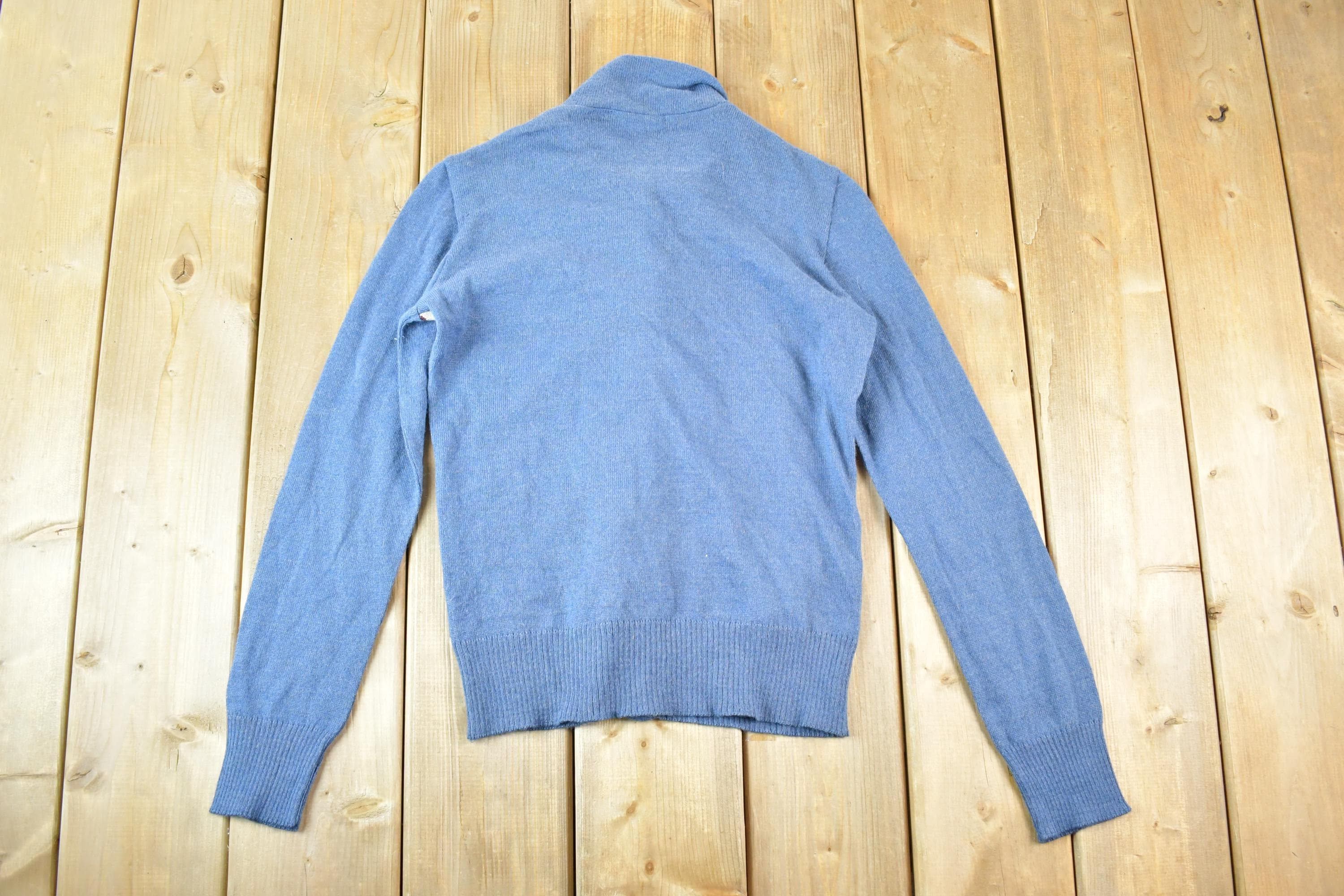 Vintage 1970s Pullidoine Knit Abstract Pattern Button Up Crewneck Sweater Womens S