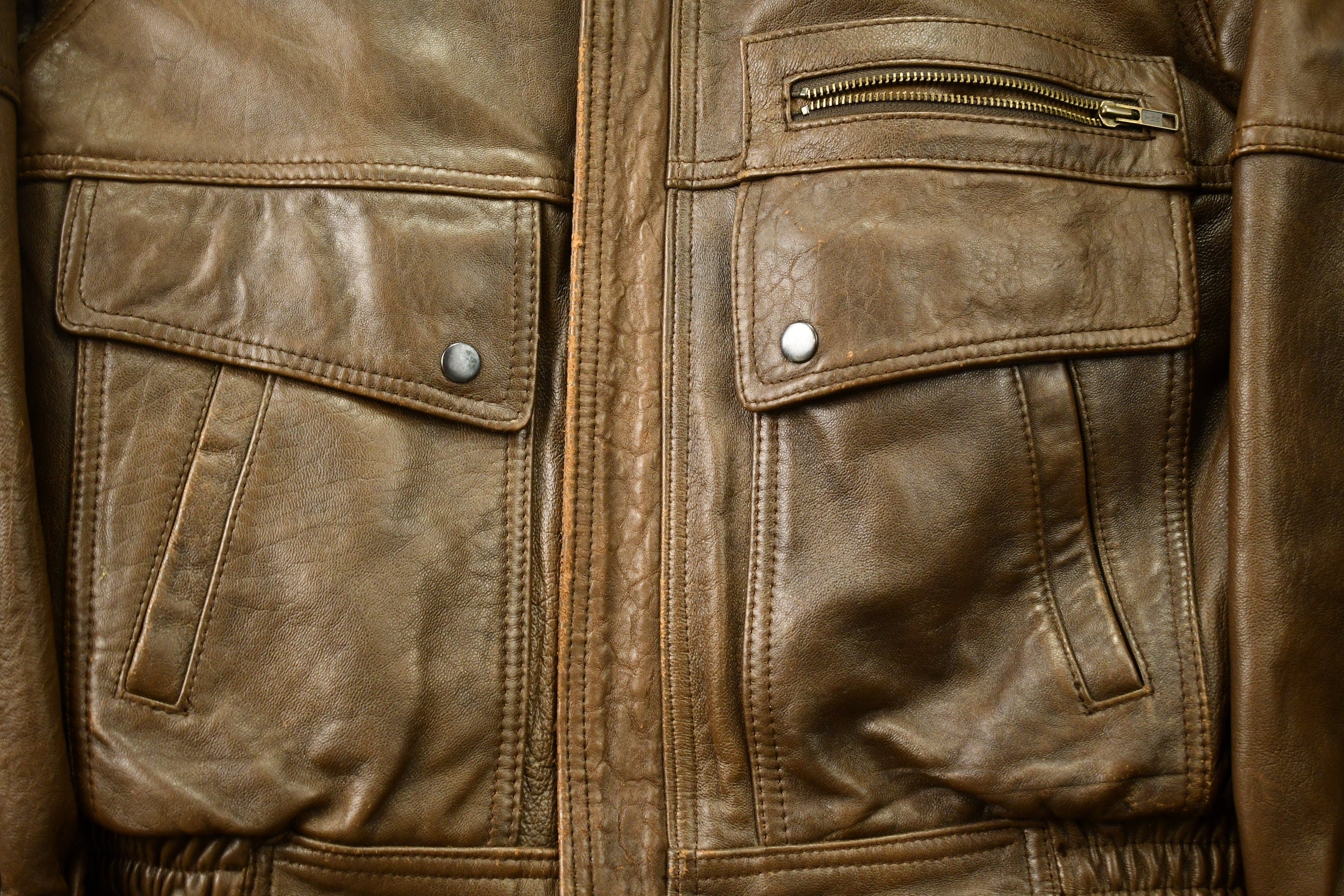 Vintage 1980s Golden Collection Leather Fur Lined Jacket