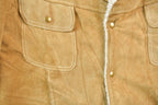 Vintage 1970s Genuine Leather Faux Fur Lined Beige Coat