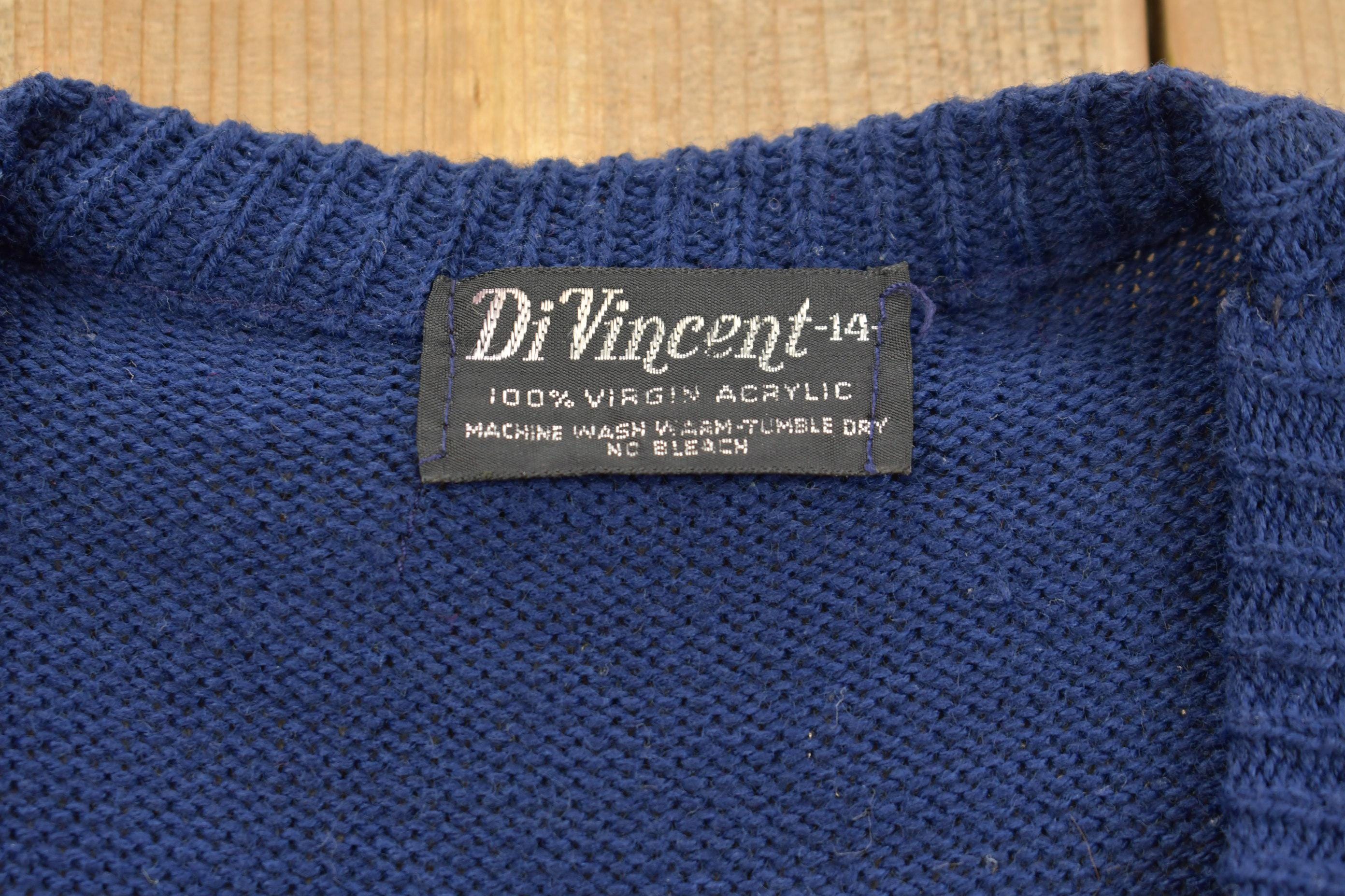 Vintage 1990s Di Vincent V-Neck Sweater Vest  Vintage 90s Vest  All Over Pattern  Colorful  Sweatshirt