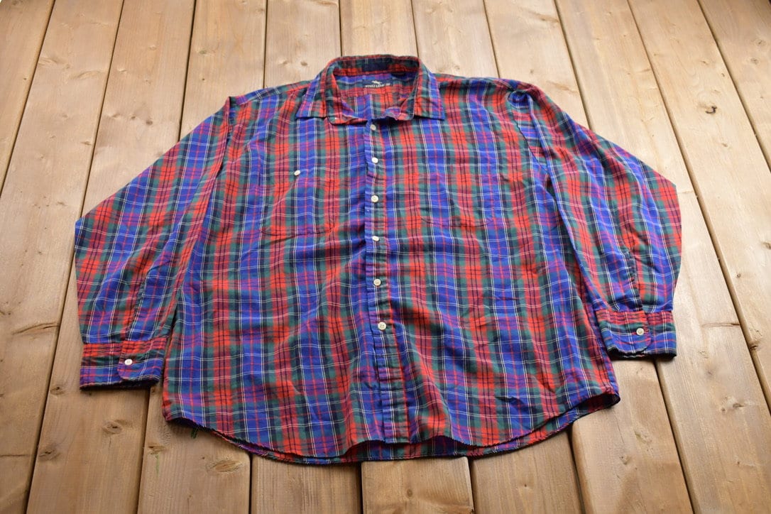 Vintage 1990s Steeplechase Plaid Button Up Shirt