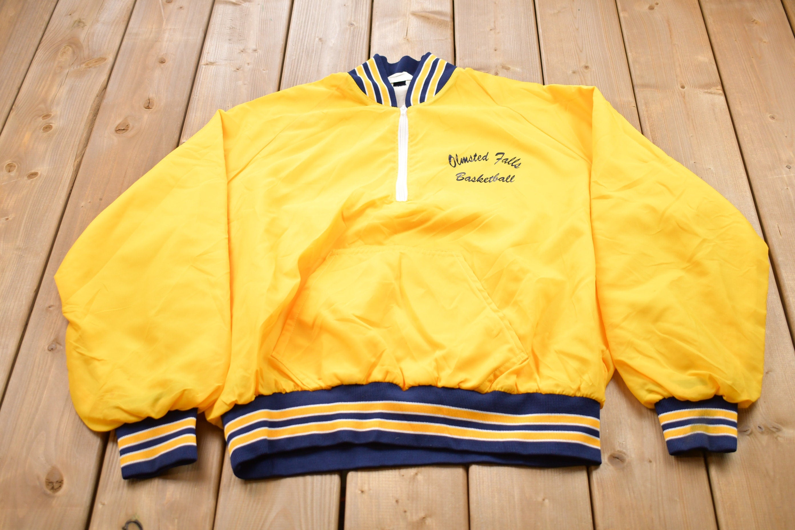 Vintage 1990s Basketball Quarter Zip Windbreaker Jacket
