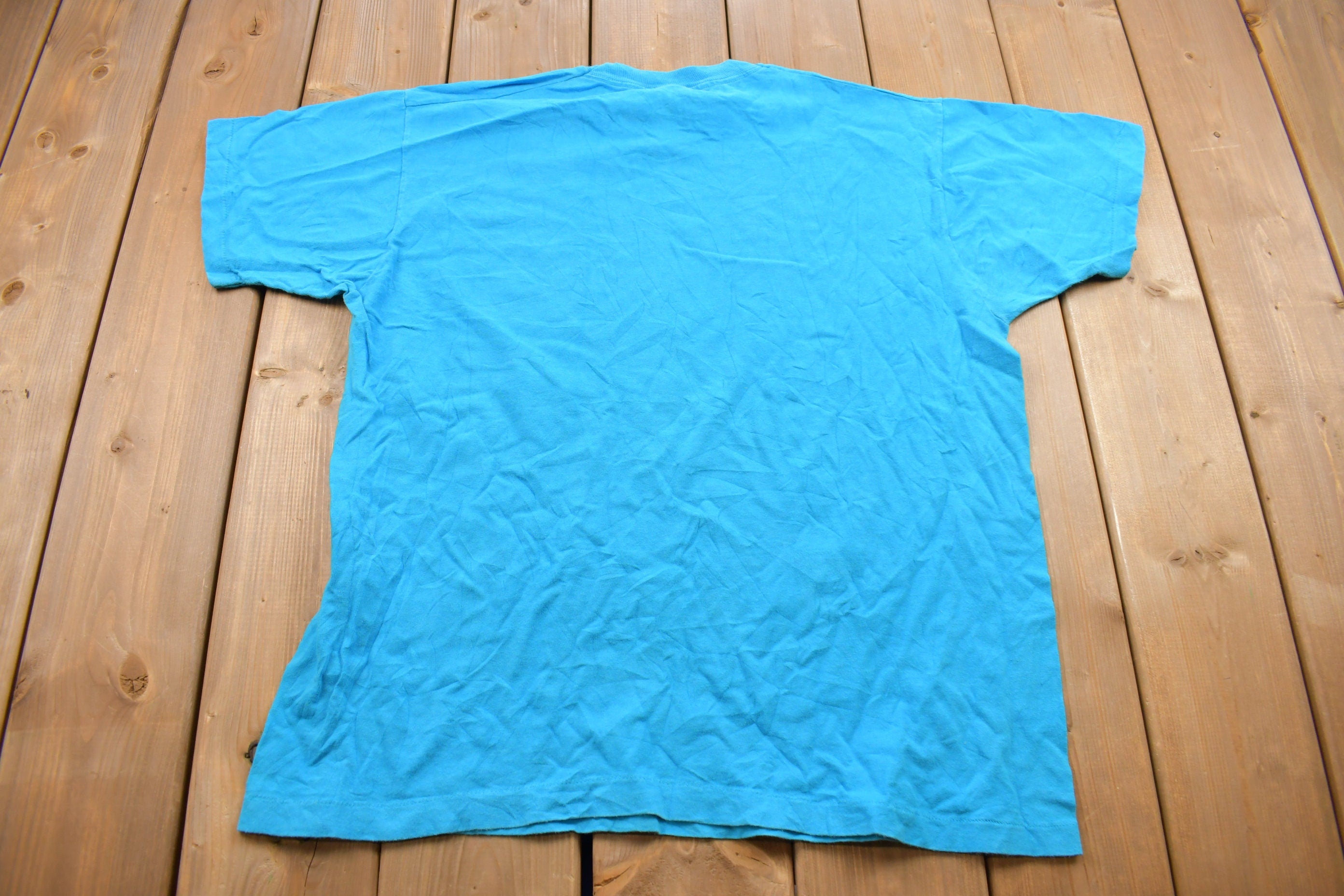 Vintage 1990s Blank Fruit of the Loom Blue T Shirt
