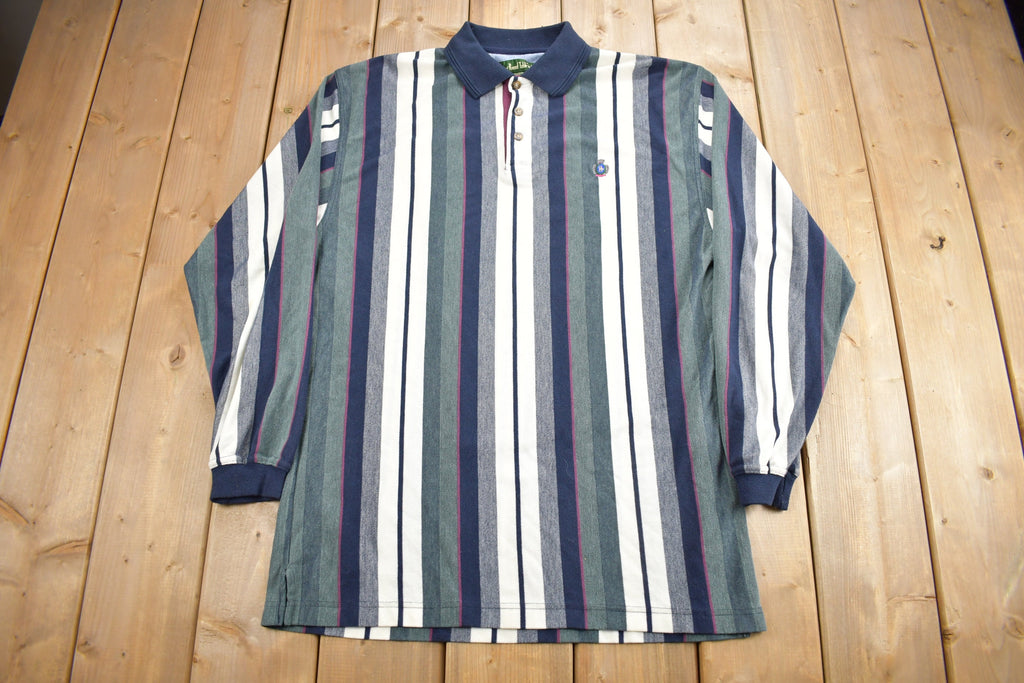 Vintage 1990s Knights Of Round Table Striped Quarter Button Shirt