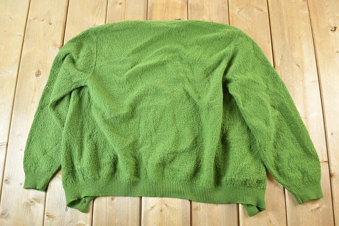Vintage 1970s Arrow Kurt Cobain Cardigan Knit Abstract Pattern Crewneck Sweater Mens L
