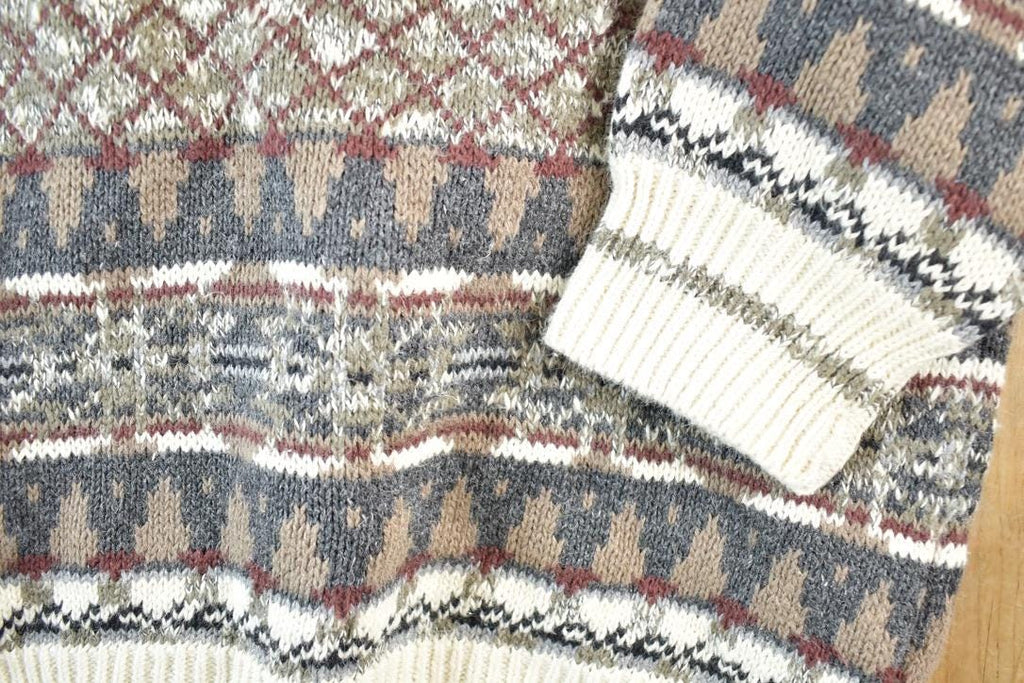 Vintage 1990s Cotton Traders Knit Abstract Pattern Crewneck Sweater Mens XL / 90s Crewneck / Preppy Knits / Wool Blend / Cotton Blend