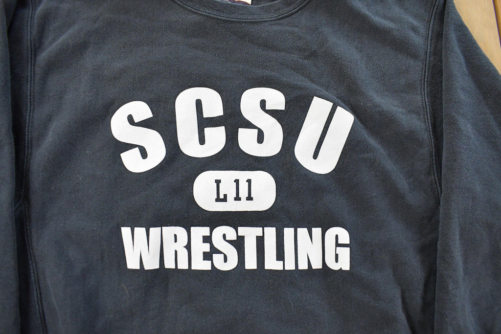 Vintage 1990s SCSU Wrestling St. Cloud State University Champion Reverse Weave Crewneck Sweatshirt Men's Large