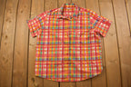 Vintage 1990s Adeiau Delafield Plaid Flannel Button Up Shirt