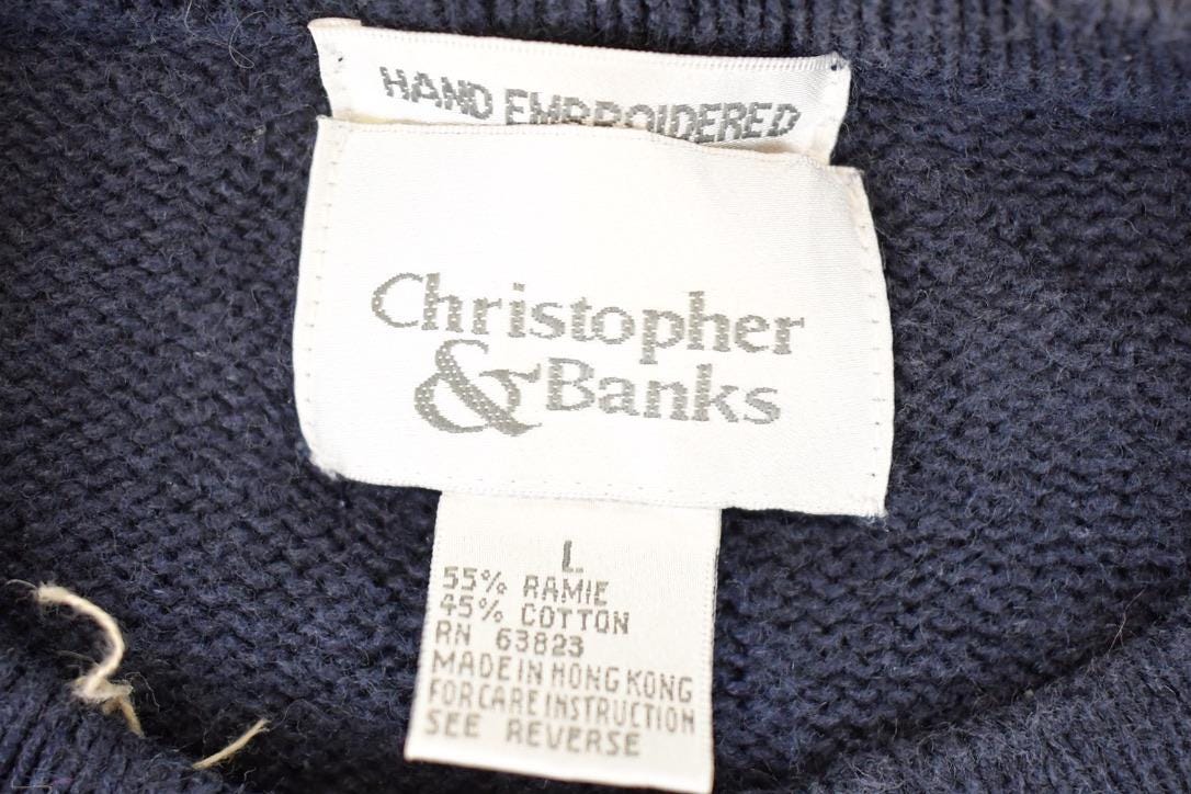 Vintage 1990s Christopher & Banks Abstract Butterfly Knit Cardigan Sweater Womens L