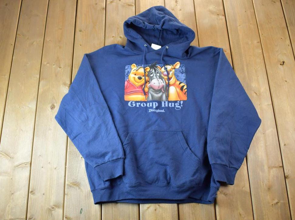 Vintage 1990s Disneyland Resort Group Hug Pooh And Gang Disney Hoodie