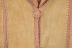Vintage 1970s Crazy Suede Patchwork Knit Button Up Sweater