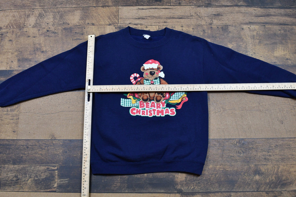 Vintage 1990s "Beary" Christmas Teddy Bear Sweater , 90s Holiday Crewneck , Winter Wear , Festive Graphic Print , Made In USA , Streetwear