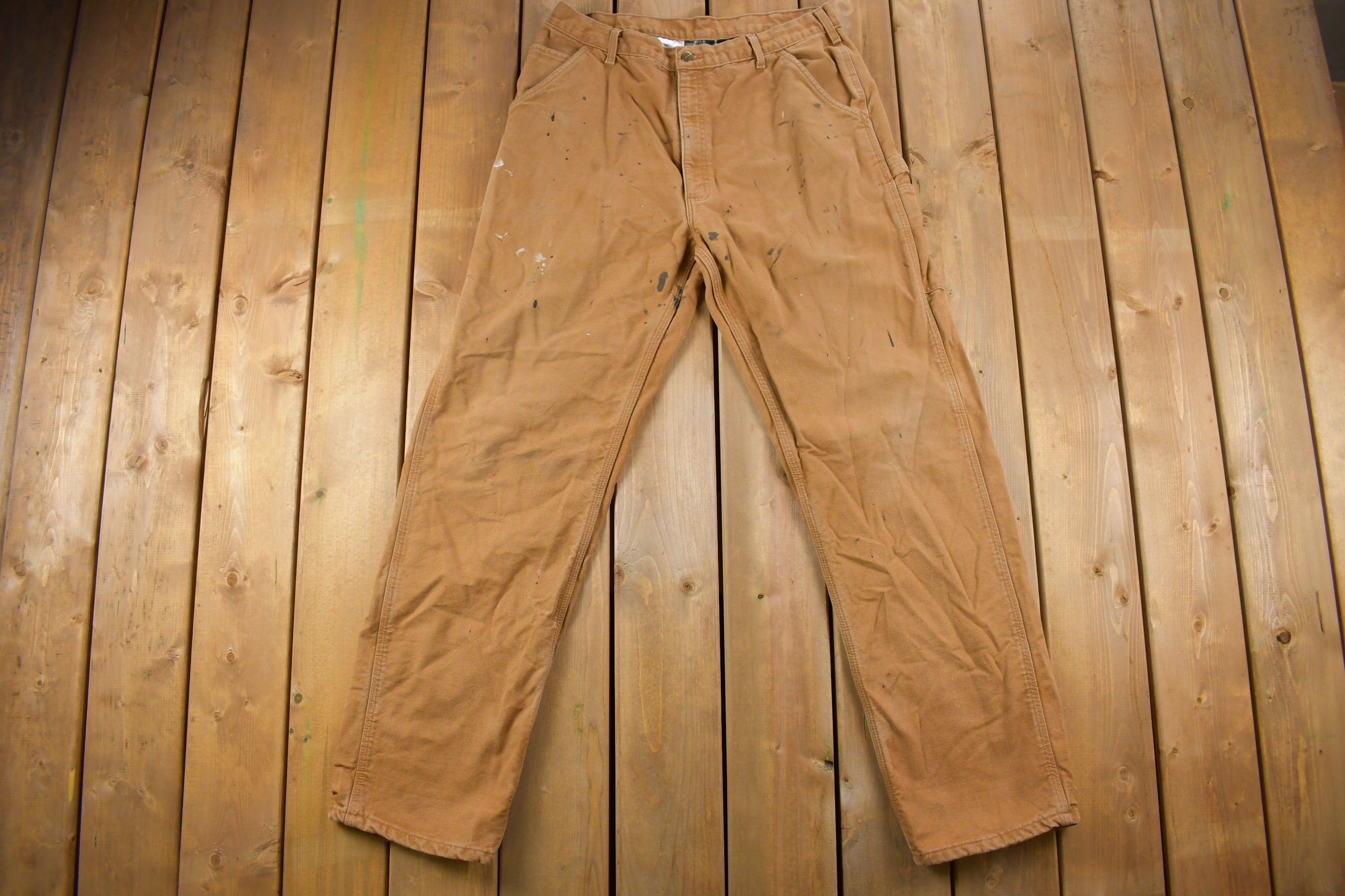 Vintage 1990s Carhartt Lined Carpenter Work Pants Size 34 x 34