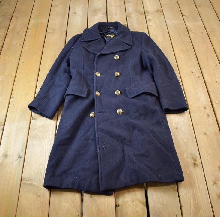 Vintage 1980s Promenade Wool Button Up Over Coat Made In USA