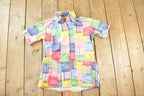 Vintage 1990s Colour Block Patchwork Button Up Shirt Men's S /