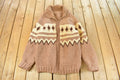 Vintage 1970s Cowichan Full Zip Hand Knit Sweater Men's Large