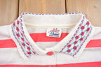Vintage 1990s Chic Striped Collared T Shirt