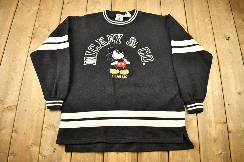 Vintage 1990s Mickey & Co Embroidered Crewneck Black and White
